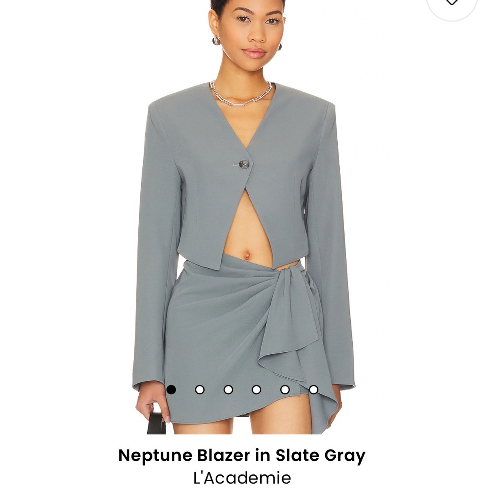 L'Academie Slate Gray Two-Piece Wrap Skirt Set